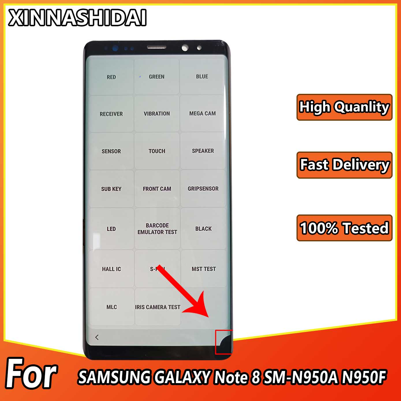 100% 삼성 Galaxy Note 8 LCD Note8 SM-N950A N950F 디스플레이 터치 스크린 디지타이저 어셈블리 테스트